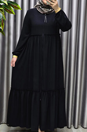 Kadın Tesettür Giyim Büyük Beden İki Katlı Ferace 