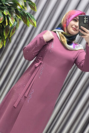 Kadın Tesettür Giyim Krep Abiye Tunik 