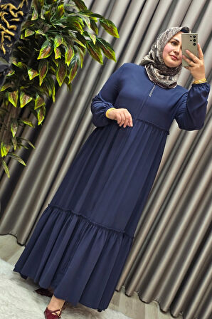 Kadın Tesettür Giyim Büyük Beden İki Katlı Ferace 