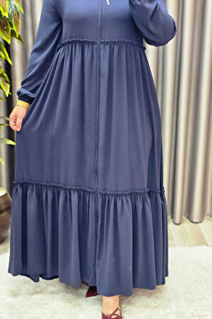 Kadın Tesettür Giyim Büyük Beden İki Katlı Ferace 