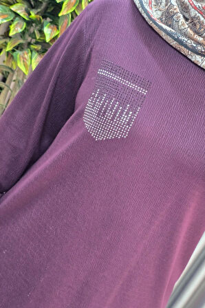 Kadın Tesettür Giyim Büyük Beden Cebi Taş İşlmeli İkili Takım 