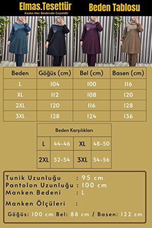 Kadın Tesettür Giyim Büyük Beden Cebi Taş İşlmeli İkili Takım 