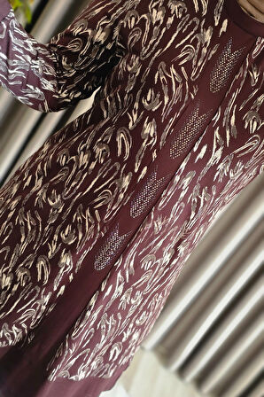 Kadın Tesettür Giyim Büyük Beden Şerit Desenli Nisa Takım 