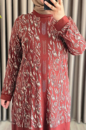 Kadın Tesettür Giyim Büyük Beden Şerit Desenli Nisa Takım 