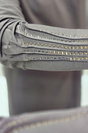 Kadın Giyim Büyük Beden Kolu Nevrür Taşlı Çimalı Elbise 