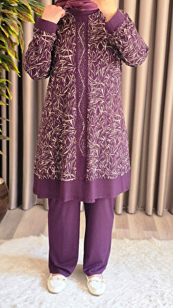 Kadın Giyim Şerit Desenli Samira Takım 