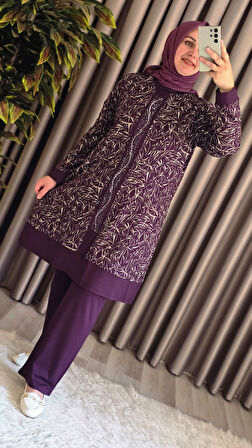 Kadın Giyim Şerit Desenli Samira Takım 