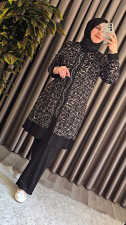 Kadın Giyim Şerit Desenli Samira Takım 