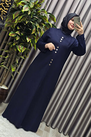 Kadın Giyim Büyük Beden Rivetli Boydan Elbise 