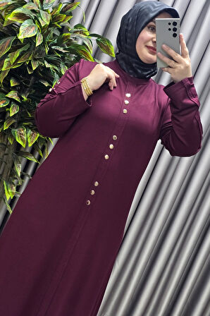 Kadın Giyim Büyük Beden Rivetli Boydan Elbise 