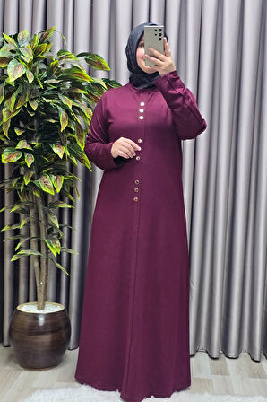 Kadın Giyim Büyük Beden Rivetli Boydan Elbise 