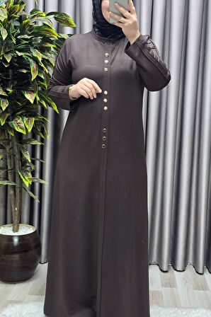 Kadın Giyim Büyük Beden Rivetli Boydan Elbise 