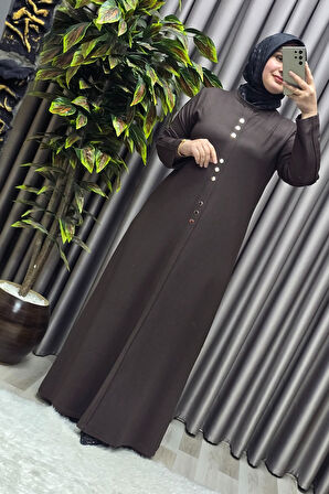 Kadın Giyim Büyük Beden Rivetli Boydan Elbise 