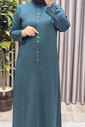 Kadın Giyim Büyük Beden Rivetli Boydan Elbise 