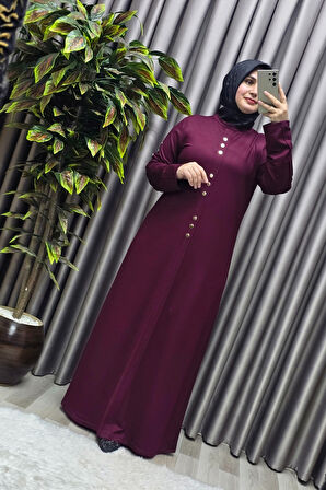 Kadın Giyim Büyük Beden Rivetli Boydan Elbise 