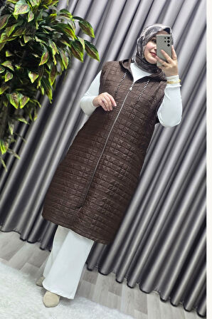 Kadın Giyim Büyük Beden 4031 Kapıtone Dik Cep Yelek 