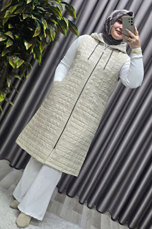 Kadın Giyim Büyük Beden 4031 Kapıtone Dik Cep Yelek 