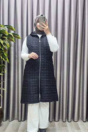 Kadın Giyim Büyük Beden 4031 Kapıtone Dik Cep Yelek 