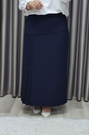 Kadın Giyim Büyük Beden Suna Düğmeli Etek 