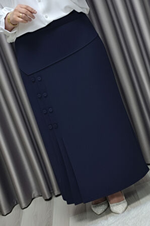 Kadın Giyim Büyük Beden Suna Düğmeli Etek 