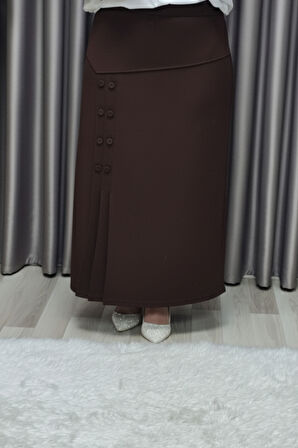 Kadın Giyim Büyük Beden Suna Düğmeli Etek 