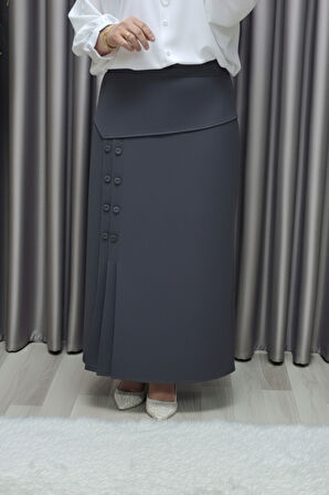 Kadın Giyim Büyük Beden Suna Düğmeli Etek 