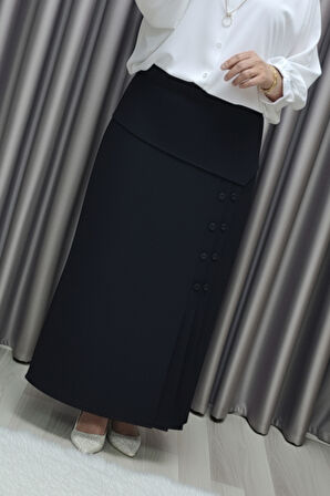 Kadın Giyim Büyük Beden Suna Düğmeli Etek 