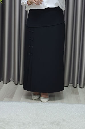 Kadın Giyim Büyük Beden Suna Düğmeli Etek 