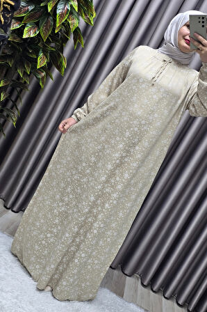 Kadın Tesettür Giyim Büyük Beden Tansel Keten Nida 2 Elbise