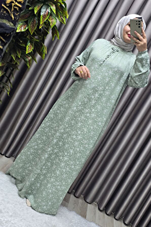 Kadın Tesettür Giyim Büyük Beden Tansel Keten Nida 2 Elbise