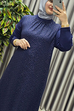 Kadın Giyim Büyük Beden 2200 Simli Kloş Elbise 