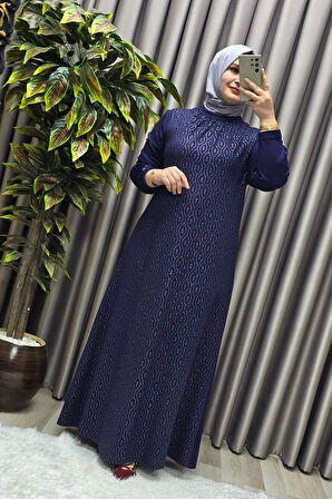 Kadın Giyim Büyük Beden 2200 Simli Kloş Elbise 