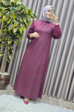 Kadın Giyim Büyük Beden 2200 Simli Kloş Elbise 