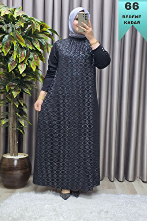 Kadın Giyim Büyük Beden 2200 Simli Kloş Elbise 