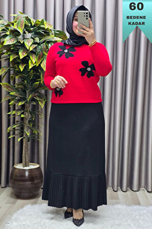 Kadın Giyim Büyük Beden Piliseli Etek 