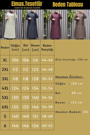 Kadın Giyim Büyük Beden Kapitone Metal Düğmeli Kruvaze Kap 