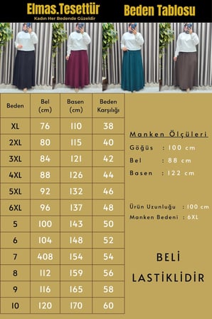 Kadın Giyim Büyük Beden Bağcıklı Mevlana Spor Etek 