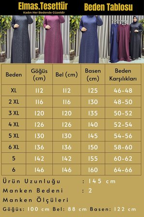 Kadın Giyim Büyük Beden Taşlı Simli Rahat Kalıp Tesettür Elmas Elbise 