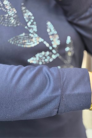 Kadın Giyim Büyük Beden Yaprak Taşlı Kristal Kumaş Etekli Takım 