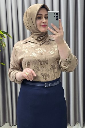 Kadın Giyim Büyük Beden Kemerli Gizli Yırtmaç Detaylı Astarlı Krep Kumaş Etek 