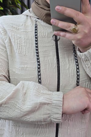 Kadın Giyim Büyük Beden Kabartma Baskılı Kapşonlu Torba Cepli Kap 