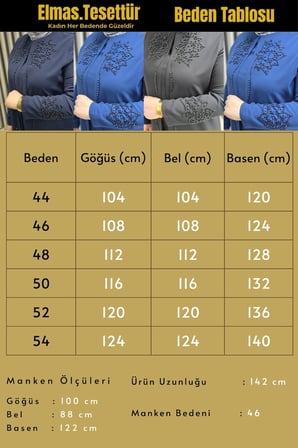 Kadın Giyim Büyük Beden Kapaklı Taşlı Krep Kumaş Nergiz Abiye 