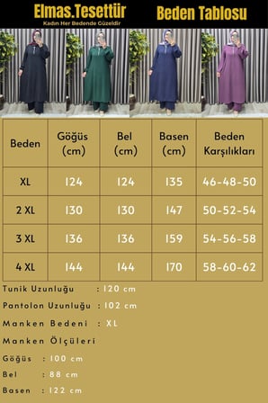 Kadın Giyim Büyük Beden Aerobin Önü Fermuar Detaylı Yandan Yırtmaçlı Pantolonlu  İkili Takım 