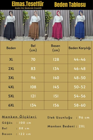 Kadın Giyim Büyük Beden Gofre Katlı Kloş Etek