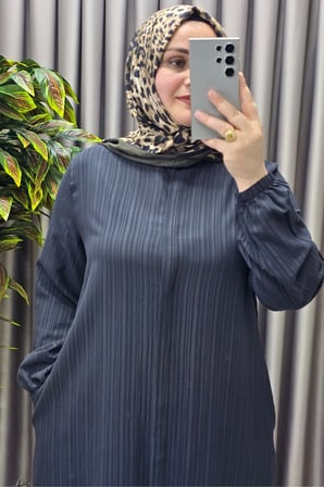 Kadın Giyim Büyük Beden Düğmeli Kolu Lastikli Gofre İkili Takım 