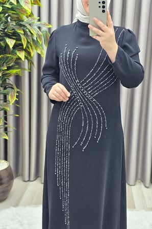 Kadın Giyim Büyük Beden Kurdele Taşlı Abiye 