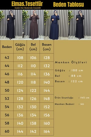 Kadın Giyim Büyük Beden Elmas Düğmeli Mevlana Krep Abiye Elbise 