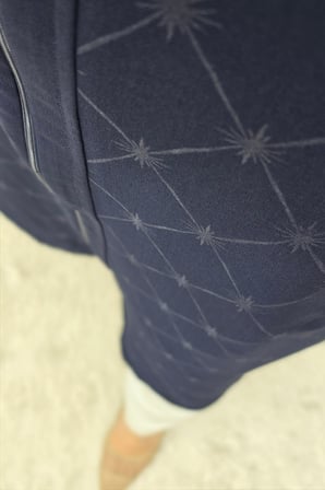 Kadın Giyim Büyük Beden Fermuarlı Yıldız Desenli Jakar Baskılı Kap 