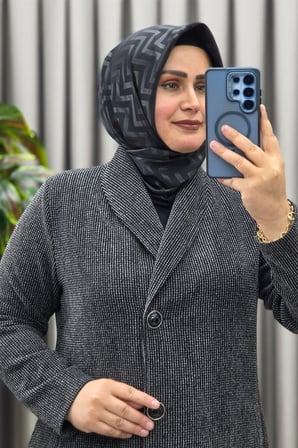 Kadın Giyim Büyük Beden Şönil Kumaş Pardesü 
