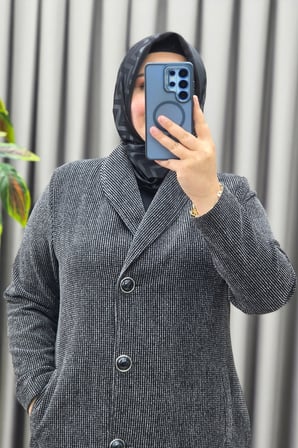Kadın Giyim Büyük Beden Şönil Kumaş Pardesü 